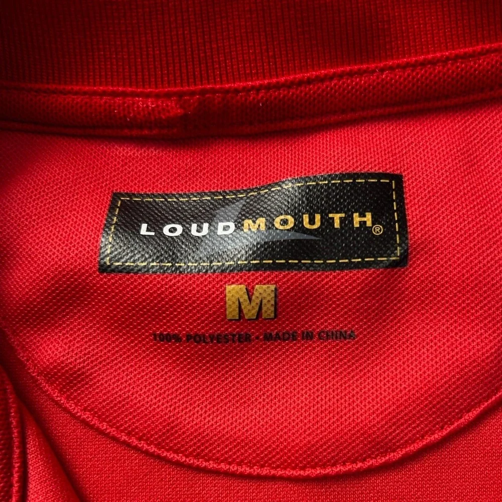 Loudmouth Mens Medium Red Polo Shirt Golf Short Sleeve Pique Solid